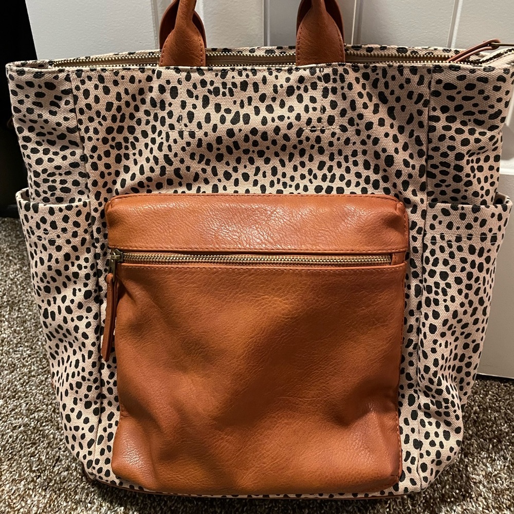 Leopard print utility backpack